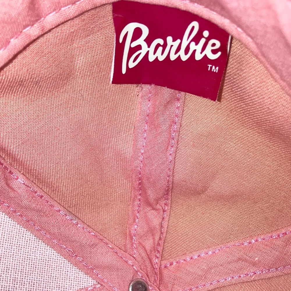 Barbie Pink‎ Ball Cap With Portrait and Embroidery Floral Design